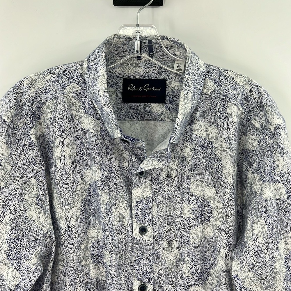 Robert Graham Men's Modern Americana Tailored Fit Button Front - Blue/White - XL